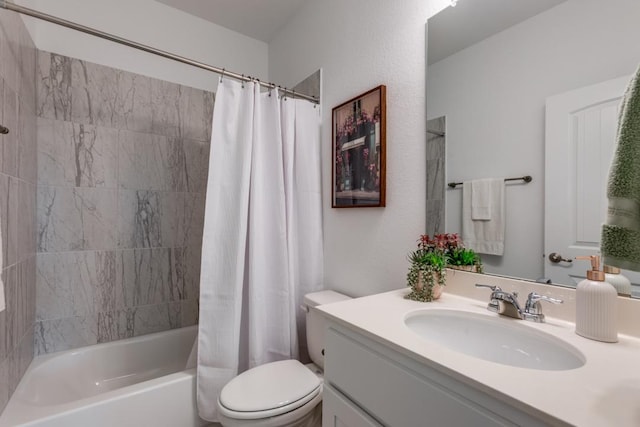 1314 Overture Pl, Round Rock, TX 78681 - bathroom with toilet, vanity, and shower / bath combination with curtain