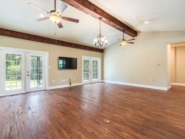 119 E Wiamea Ct, Bastrop, TX 78602 - unfurnished room featuring french doors, ceiling fan, and wood finished floors