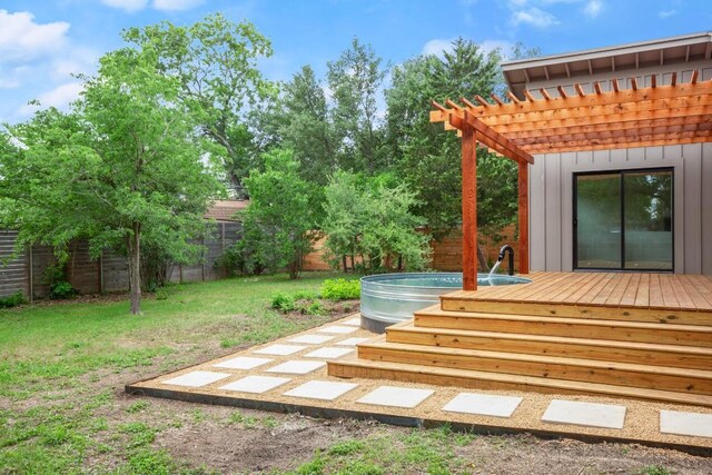 1811 Rogge Ln, Austin, TX 78723 - view of yard featuring a deck, a jacuzzi, and a pergola