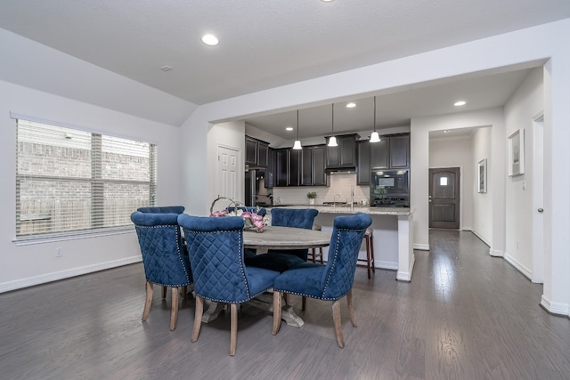 212 Beretta Cir, Georgetown, TX 78628 - dining room featuring dark wood-style flooring, baseboards, and recessed lighting