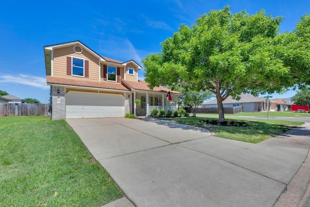 127 Edison Dr, Hutto, TX 78634 - traditional home with concrete driveway, an attached garage, and a porch