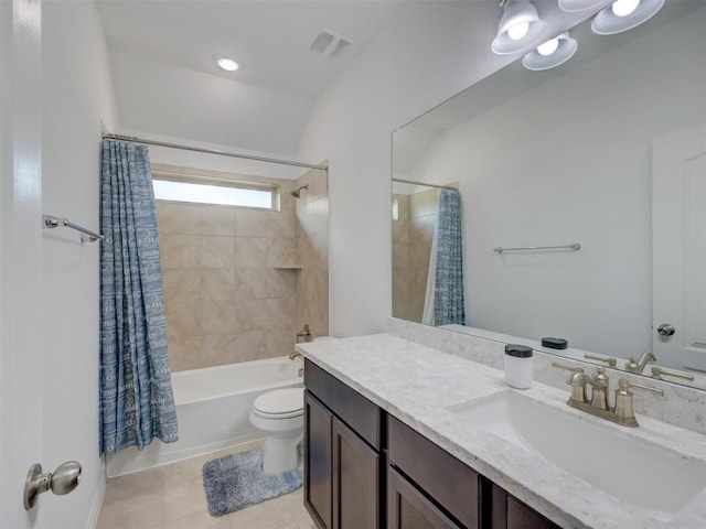 617 Silent Creek Cv, Georgetown, TX 78628 - full bath with toilet, tile patterned floors, shower / bath combination with curtain, and vanity