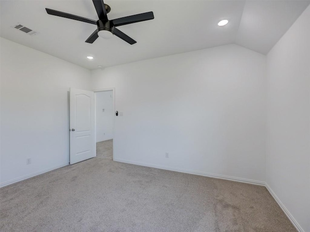 617 Silent Creek Cv, Georgetown, TX 78628 - carpeted empty room featuring ceiling fan, baseboards, recessed lighting, and lofted ceiling