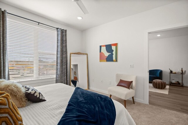 6324 N Lamar Blvd Unit 212, Austin, TX 78752 - bedroom with recessed lighting, baseboards, carpet, and ceiling fan