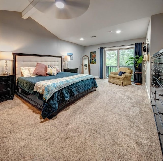 11408 Spicewood Pkwy, Austin, TX 78750 - bedroom featuring carpet flooring, access to outside, recessed lighting, and ceiling fan