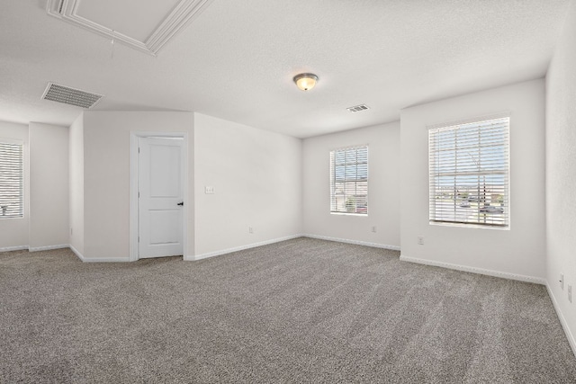 1100 Whipple Tree Trl, Georgetown, TX 78626 - carpeted empty room with attic access, baseboards, and a textured ceiling
