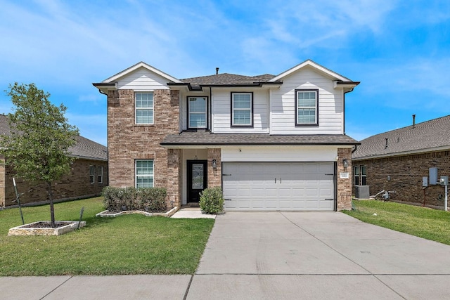 1100 Whipple Tree Trl, Georgetown, TX 78626 - traditional-style house with a garage, concrete driveway, brick siding, and a front lawn