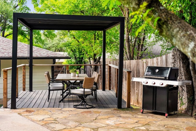 2209 Forest Bend Dr, Austin, TX 78704 - wooden deck with grilling area and outdoor dining area