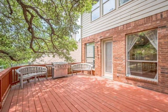 deck with a grill