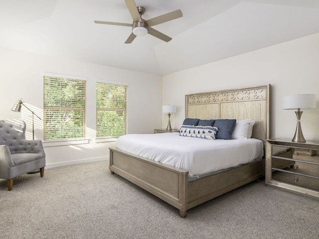 1200 Marcy St, Austin, TX 78704 - carpeted bedroom featuring lofted ceiling, a ceiling fan, and baseboards