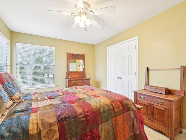 14928 Thatcher Dr, Austin, TX 78717 - bedroom with a ceiling fan and light colored carpet