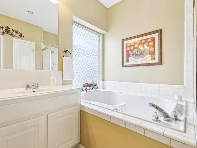 14928 Thatcher Dr, Austin, TX 78717 - bathroom with a bath, vanity, and a stall shower