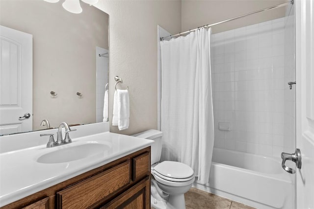 240 Maeves Way, Austin, TX 78737 - full bath with toilet, tile patterned floors, shower / bathtub combination with curtain, and vanity
