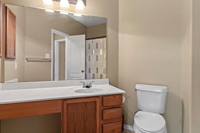 full bathroom with toilet and vanity