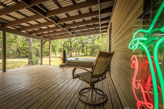 914 Sand Hills Rd, Red Rock, TX 78662 - wooden terrace featuring view of scattered trees