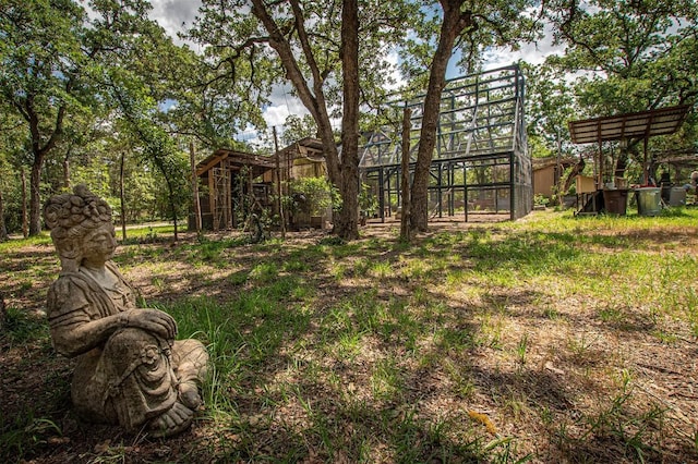 914 Sand Hills Rd, Red Rock, TX 78662 - view of yard with an outdoor structure and a greenhouse