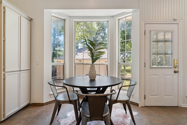 dining space with baseboards