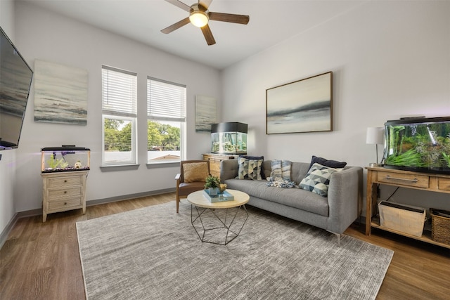 1900 Barton Springs Rd Unit 2023, Austin, TX 78704 - living room with ceiling fan and wood finished floors
