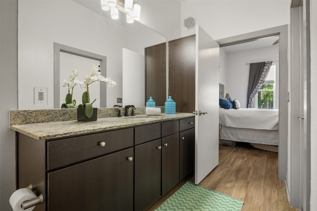 1900 Barton Springs Rd Unit 2023, Austin, TX 78704 - bathroom with ensuite bath, vanity, and wood finished floors