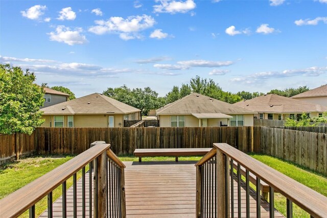 deck with a residential view