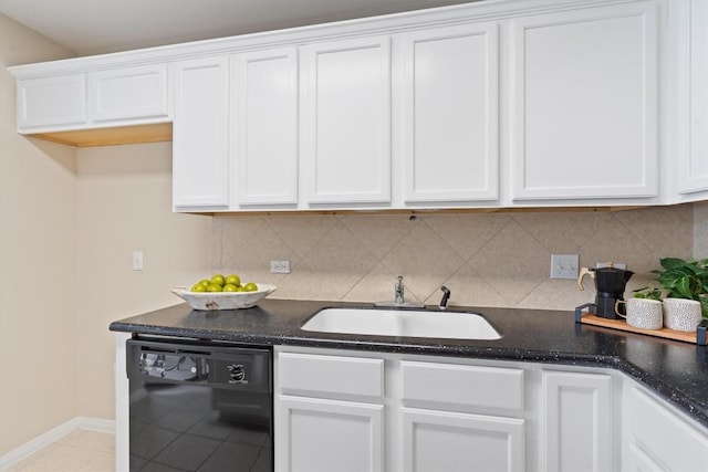 401 Buttercup Creek Blvd Unit 1005, Cedar Park, TX 78613 - kitchen featuring dishwasher, a sink, white cabinetry, backsplash, and baseboards