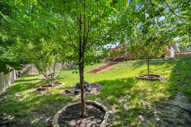 118 Cassandra Dr, Hutto, TX 78634 - view of yard featuring a deck and stairs