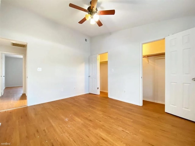1604 Mill St Unit B, San Marcos, TX 78666 - unfurnished bedroom with light wood-type flooring and a ceiling fan