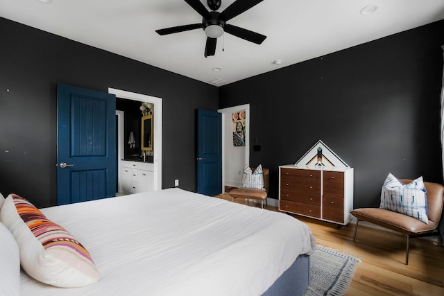 2912 Govalle Ave Unit A, Austin, TX 78702 - bedroom featuring light wood-type flooring and a ceiling fan