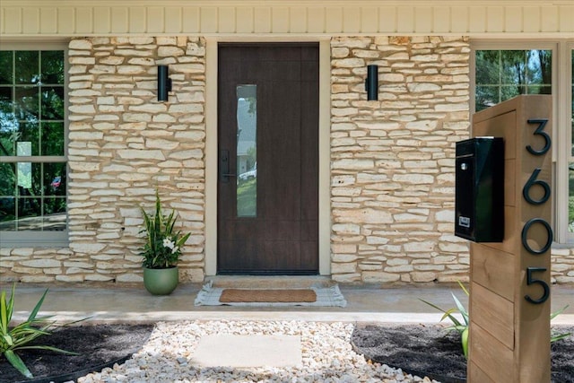 3605 Tallison Ter, Austin, TX 78704 - property entrance with stone siding