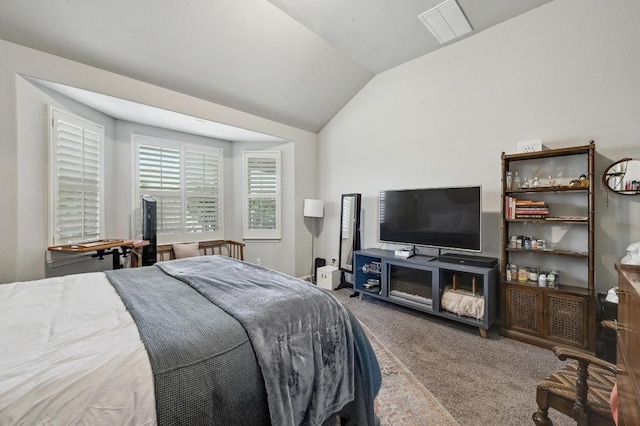 110 N Sage Holw, Dripping Springs, TX 78620 - bedroom featuring vaulted ceiling and carpet flooring