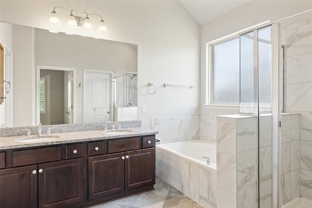 110 N Sage Holw, Dripping Springs, TX 78620 - full bath featuring a stall shower, a bath, and double vanity