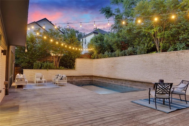 2901 S 5th St, Austin, TX 78704 - view of swimming pool with a wooden deck and a fenced backyard