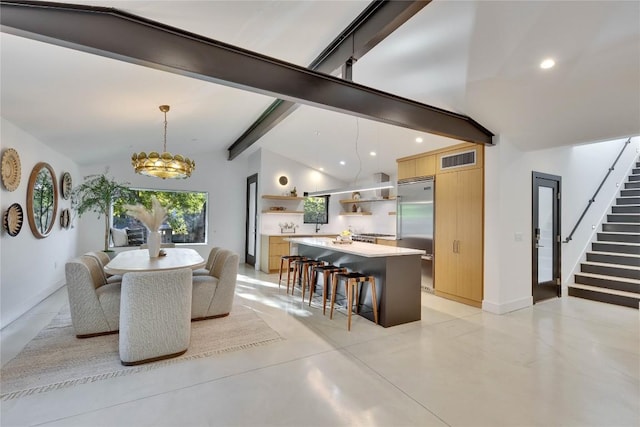 2901 S 5th St, Austin, TX 78704 - dining area featuring stairway, a chandelier, recessed lighting, and baseboards