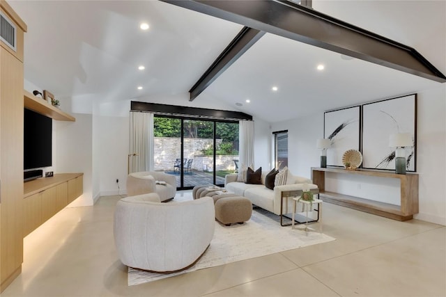 2901 S 5th St, Austin, TX 78704 - living room with recessed lighting, finished concrete floors, and baseboards
