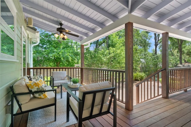 2601 W 49th St, Austin, TX 78731 - wooden deck featuring a ceiling fan and an outdoor hangout area