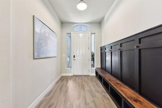 125 Redtail Ln, Leander, TX 78641 - mudroom featuring light wood-style flooring and baseboards
