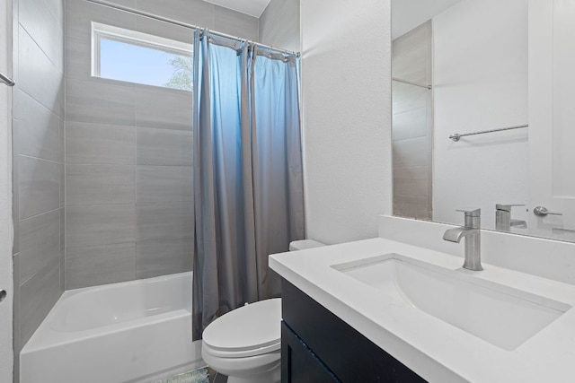 1616 Illawarra Way, Leander, TX 78641 - full bathroom with toilet, shower / bathtub combination with curtain, and vanity