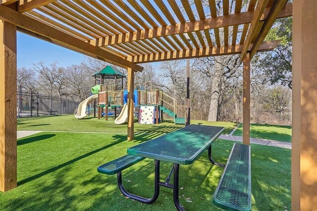 1607 Mesa Verde Dr, Round Rock, TX 78681 - view of jungle gym featuring a pergola