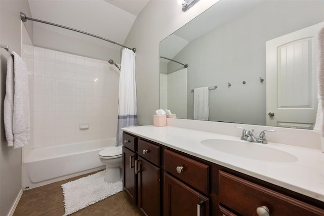 361 Stone View Trl, Austin, TX 78737 - bathroom featuring toilet, vanity, shower / bath combination with curtain, and tile patterned flooring