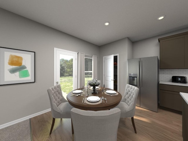 828 Sun Grove Trl, Georgetown, TX 78628 - dining room featuring recessed lighting, baseboards, and light wood-style floors