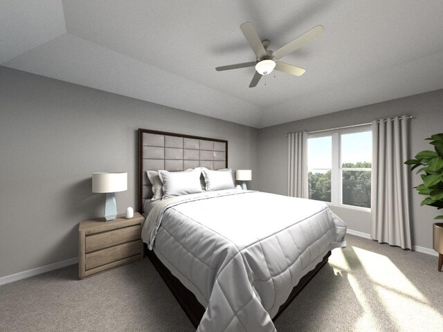 828 Sun Grove Trl, Georgetown, TX 78628 - bedroom with light carpet, baseboards, and a ceiling fan