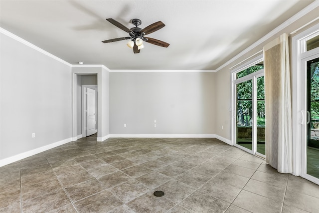 710 Breezeway Ln, Georgetown, TX 78633 - unfurnished room with ornamental molding, ceiling fan, and baseboards
