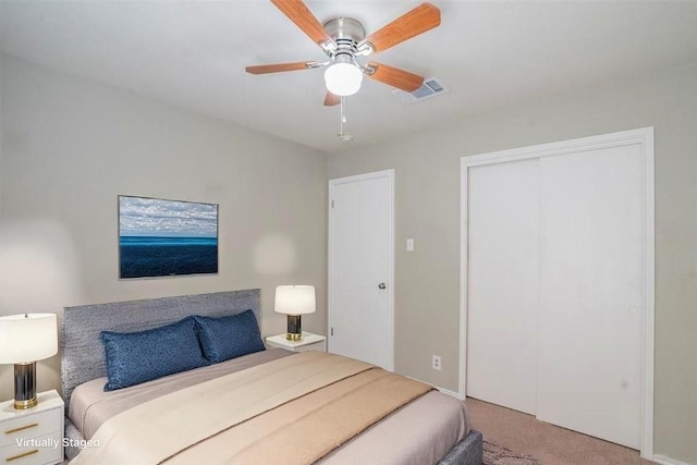 1802 Vanderhill Cv, Cedar Park, TX 78613 - bedroom featuring carpet, a closet, and ceiling fan