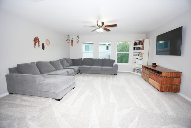 1401 Brixey Cv, Austin, TX 78754 - living area featuring ceiling fan and light carpet