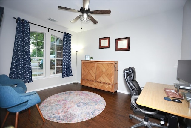 1401 Brixey Cv, Austin, TX 78754 - office space with ceiling fan and wood finished floors