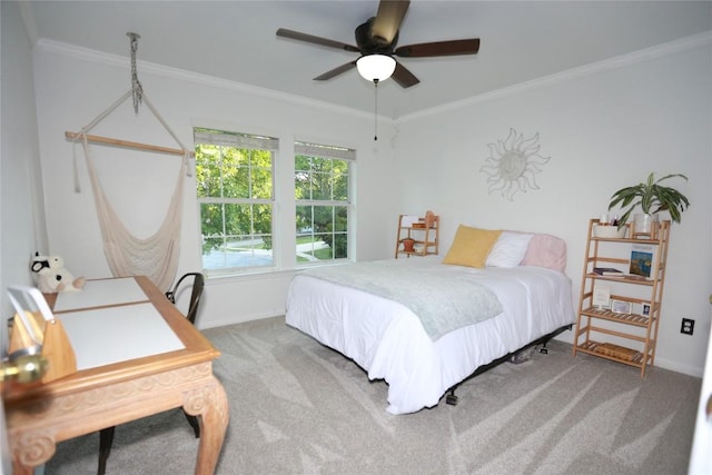 1401 Brixey Cv, Austin, TX 78754 - carpeted bedroom with ornamental molding and ceiling fan