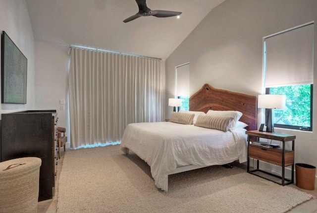 2309 S 4th St, Austin, TX 78704 - bedroom with lofted ceiling, carpet, and a ceiling fan