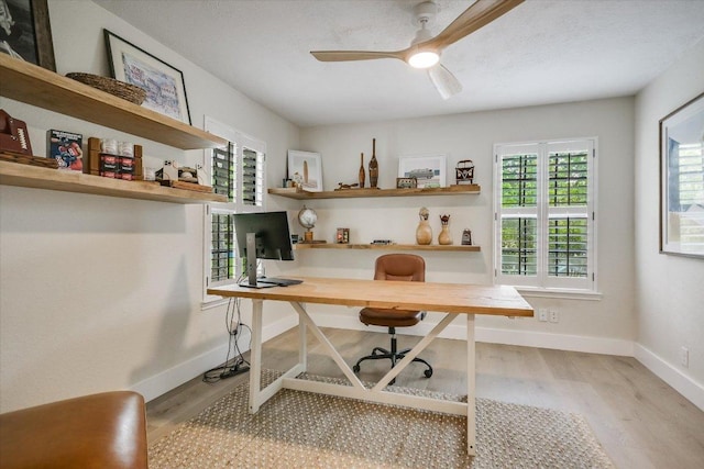 3301 Arrowhead Cir, Round Rock, TX 78681 - home office featuring wood finished floors and ceiling fan