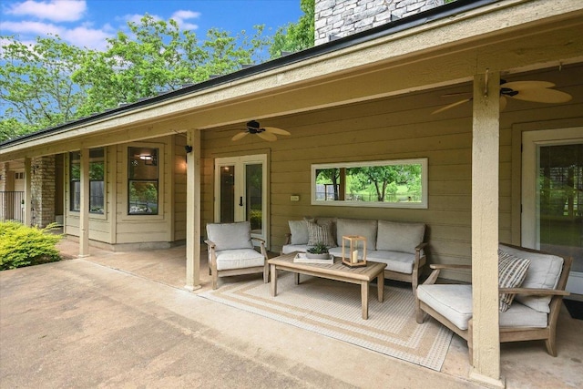 3301 Arrowhead Cir, Round Rock, TX 78681 - view of patio featuring a ceiling fan and an outdoor hangout area