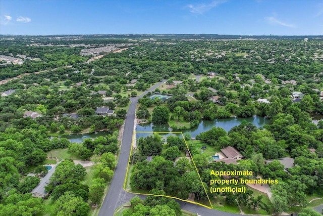 3301 Arrowhead Cir, Round Rock, TX 78681 - aerial view of property's location with a large body of water and property parcel outlined